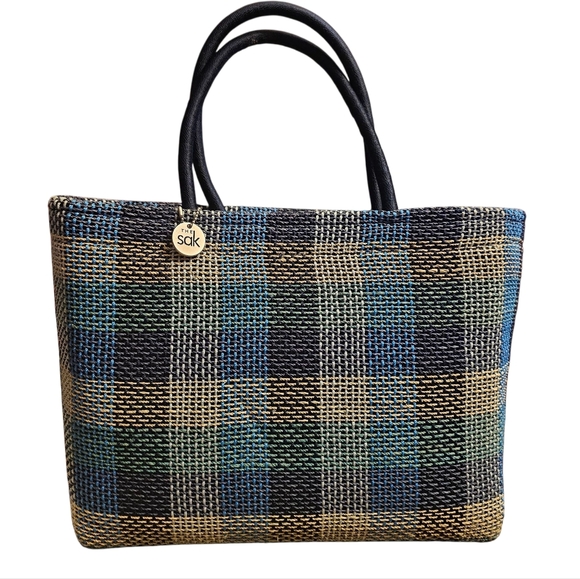 The Sak Hand Made Plaid Woven Tote EUC - Picture 1 of 13
